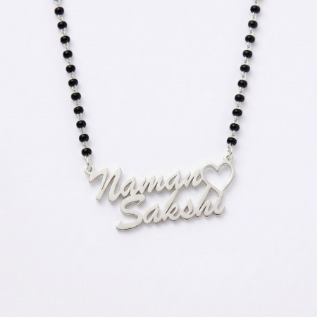 Handmade 925 Sterling Silver Couple Named Naman & Sakshi Mangalsutra Necklace